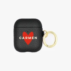 Big Heart Personalised Leather AirPods Case