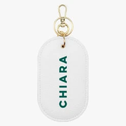 Thin Name Personalised Leather Oval Keyring