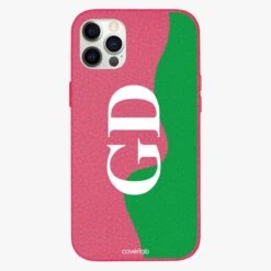 Contrast Green Personalised Leather IPhone Case