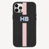 Stripes And Initials Personalised Leather IPhone Case
