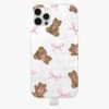 Cute Bow Teddy Personalised Leather IPhone Case