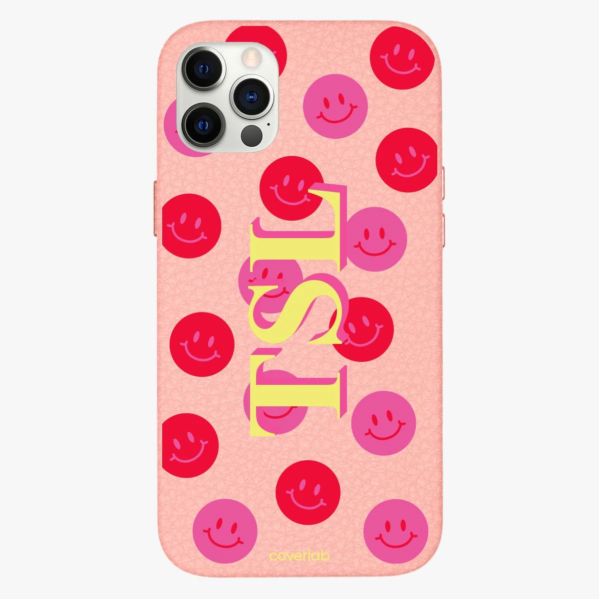 Fuchsia Smiley Personalised Leather IPhone Case 1 Fuchsia Smiley Personalised Leather IPhone Case