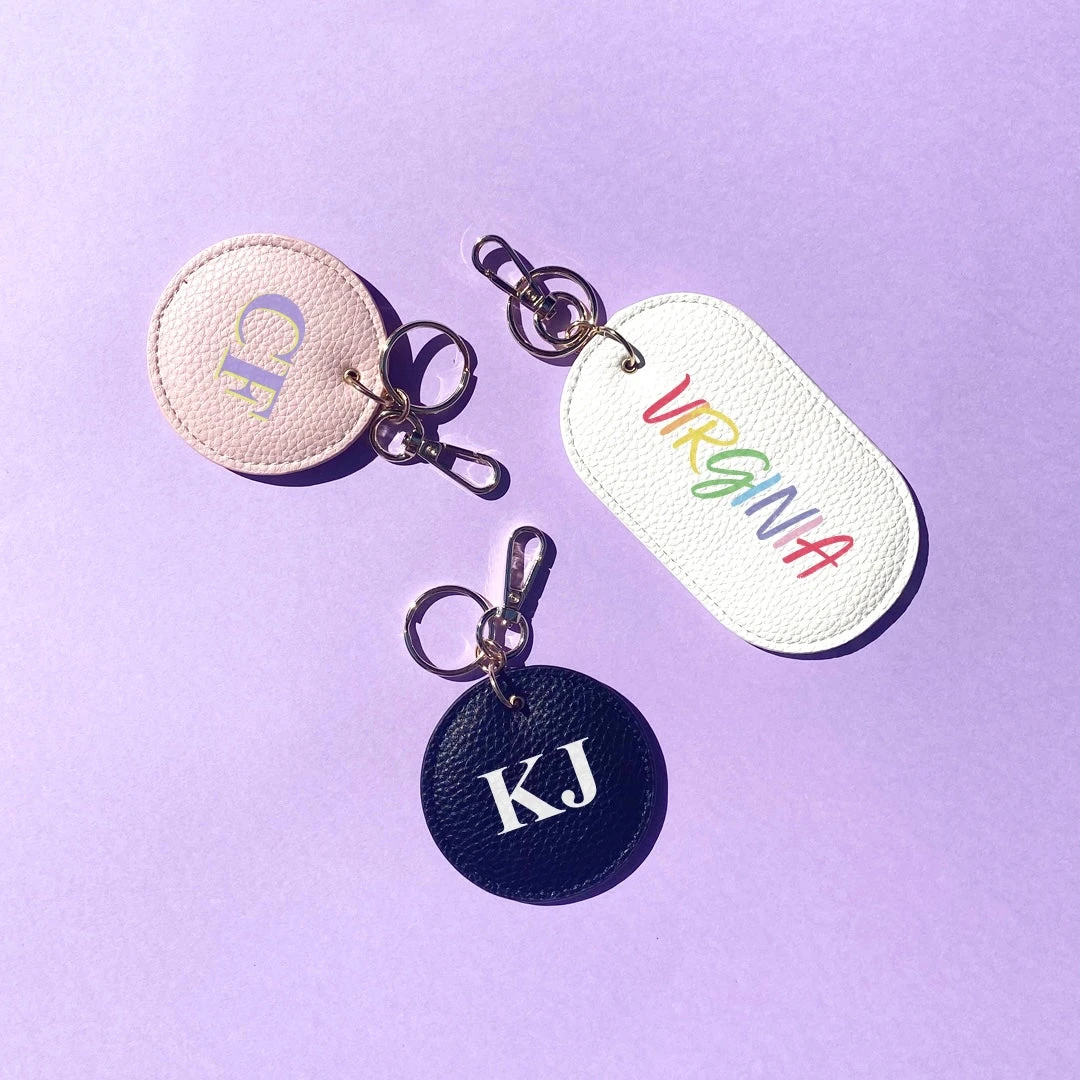 Shadow Initials Personalised Leather Oval Keyring 2 Shadow Initials Personalised Leather Oval Keyring - Image 2