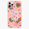 Rainbow And Hearts Personalised Leather IPhone Case