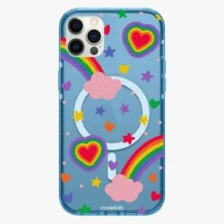 Rainbow And Hearts Personalised MagSafe IPhone Case