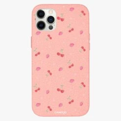 Red Fruits And Flowers Personalised Leather IPhone Case