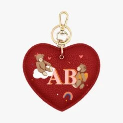 Teddy Bear Personalised Leather Heart Keyring
