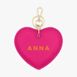 Thin Name Personalised Leather Heart Keyring